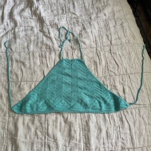 Turquoise Crochet Halter Top